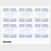 Elegantes Vintages, blauer Blumenstrauß-Brautparty Quadratischer Aufkleber (Blatt)