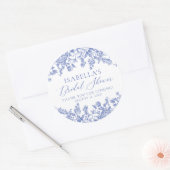 Elegantes Vintages, blauer Blumenstrauß-Brautparty Runder Aufkleber (Umschlag)