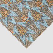 Elegantes Vintages Blaues Gelbes Jugendstil Seidenpapier (Detail)