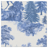 Elegantes Vintages Blaues Tal Hirschwald Stoff (Nahaufnahme)