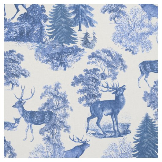 Elegantes Vintages Blaues Tal Hirschwald Stoff (Muster)