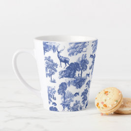 Elegantes Vintages Blaues Toile Deer Fox Hare Must Milchtasse