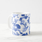 Elegantes Vintages Blaues Toile Deer in Woodland Kaffeetasse (Vorderseite Links)