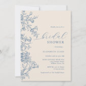 Elegantes Vintages Blue Beige Brautparty Einladung (Vorderseite)