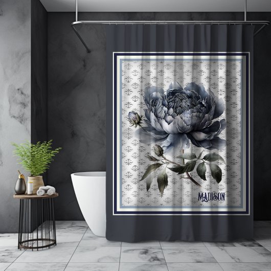 Elegantes Vintages Blue Chinoiserie Ticino Duschvorhang