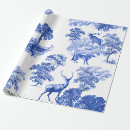Elegantes Vintages Blue Deer Fox Country Toile Geschenkpapier
