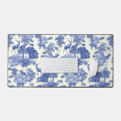 Elegantes Vintages Blue Deer Fox Country Toile Schreibtischunterlage (Tastatur & Maus)