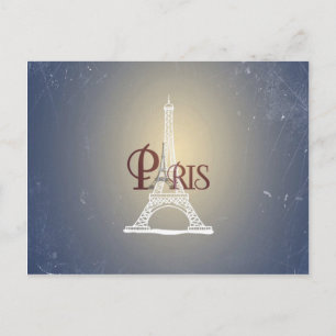 Elegantes Vintages Blue Eiffel Tower Paris Design Postkarte