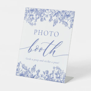 Elegantes Vintages Blue Floral Foto Auszeichnung Sockelschild