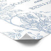 Elegantes Vintages Blue Floral Toile Poster (Ecke)