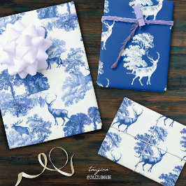 Elegantes Vintages Blue French Country Toile Geschenkpapier Set