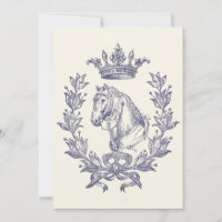 Elegantes Vintages Blue Horse Crown Laurel Bow Wap