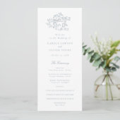Elegantes Vintages Blue Script-Hochzeitsprogramm Programm (Stehend Vorderseite)