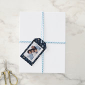 Elegantes Vintages Blue Snowflakes Foto Geschenkanhänger (Mit Garn)