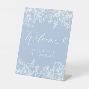 Elegantes Vintages Blue Welcome Sign Sockelschild