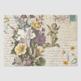 Elegantes Vintages Blume Cherub Skript-Tissue-Papi Seidenpapier