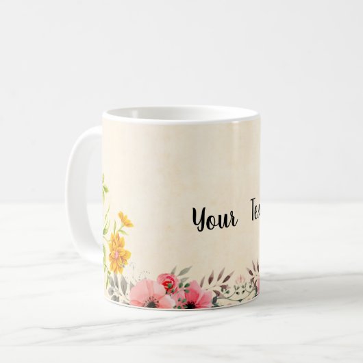 elegantes Vintages Blumendesign Kaffeetasse (Vorderseite Links)