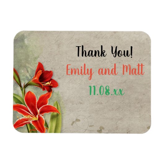 Elegantes Vintages Blumendesign mit Text Magnet (Horizontal)