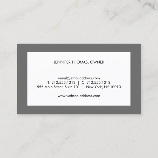 Elegantes Vintages Blumendesign weiß/grau Visitenkarte (Rückseite)