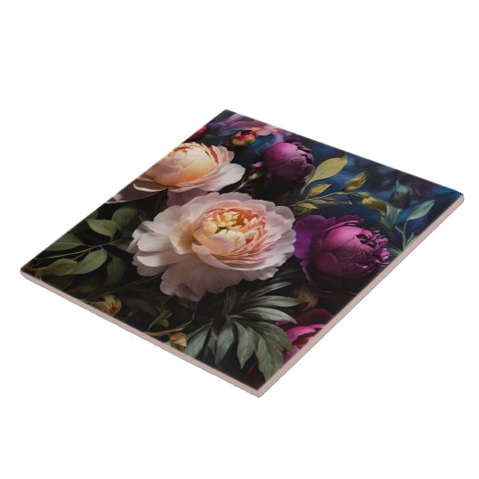 Elegantes Vintages Blumengemälde Fliese (Seite)