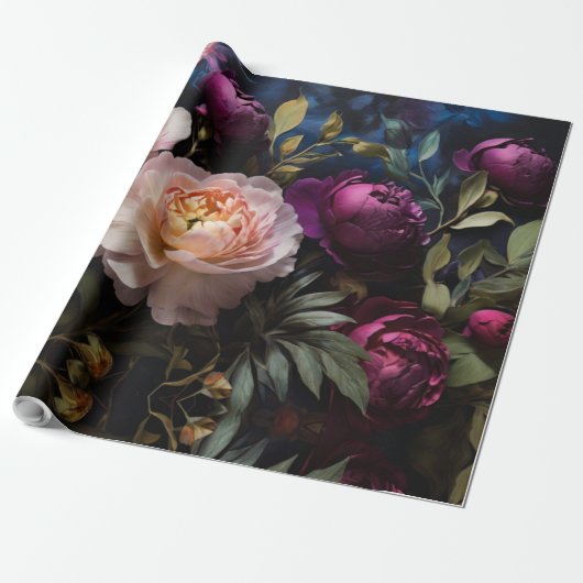 Elegantes Vintages Blumengemälde Geschenkpapier (Ungerollt)