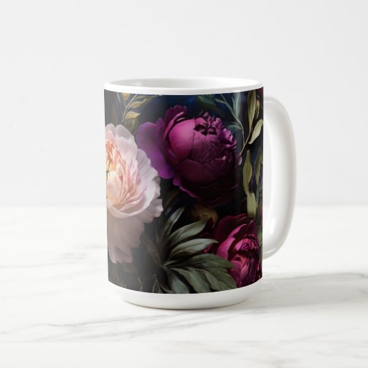 Elegantes Vintages Blumengemälde Kaffeetasse (VorderseiteRechts)