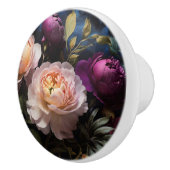 Elegantes Vintages Blumengemälde Keramikknauf (Rechts)