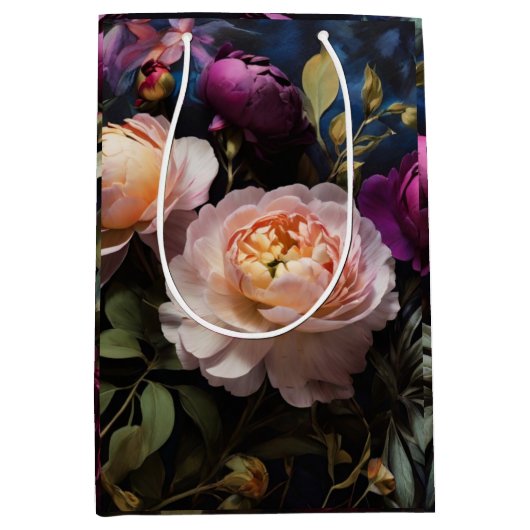 Elegantes Vintages Blumengemälde Mittlere Geschenktüte (Vorderseite)