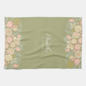 Elegantes Vintages Blumengrün Geschirrtuch (Horizontal)
