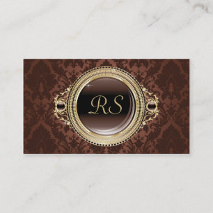 Elegantes Vintages Blumenmonogramm-Gold und Brown Visitenkarte