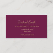 Elegantes Vintages Blumenmonogramm-Gold und lila Visitenkarte (Rückseite)