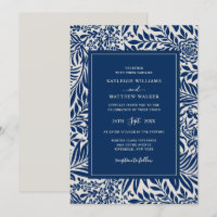 Elegantes Vintages Blumenmuster | Blaue Aufforderu