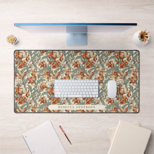 Elegantes Vintages Blumenmuster im Rot-Grün Schreibtischunterlage
