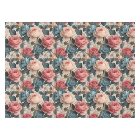 Elegantes Vintages Blumenmuster mit Rose Tischdecke (Vorderseite (Horizontal))