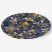 Elegantes, Vintages Blumenmuster Pappteller (Schrägansicht)