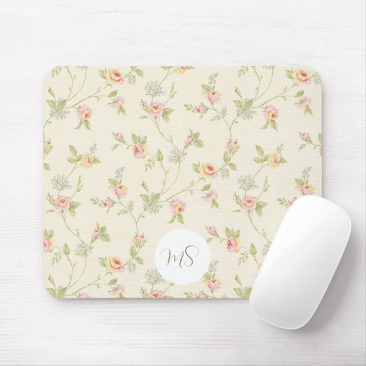 Elegantes Vintages Blumenmuster Personalisiert Mousepad (Mit Mouse)