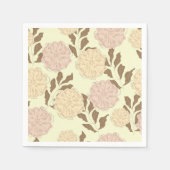Elegantes Vintages Blumenmuster Rosa und Beige Serviette (Vorderseite)