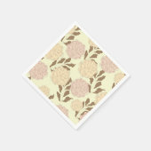 Elegantes Vintages Blumenmuster Rosa und Beige Serviette (Ecke)