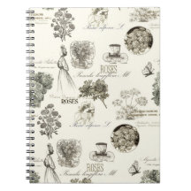 Elegantes Vintages Blumenmusternotizbuch
