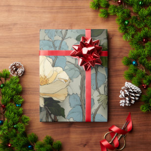 Elegantes Vintages Blumenpapier   botanisch Geschenkpapier