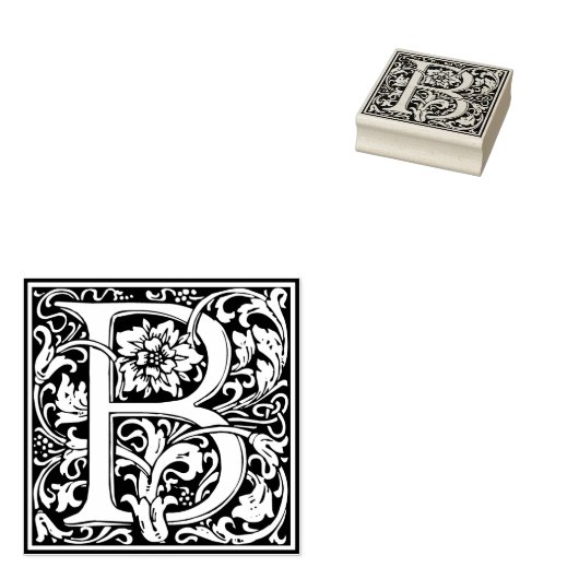 Elegantes Vintages Blumenschreiben B Monogramm Gummistempel (Stempel)