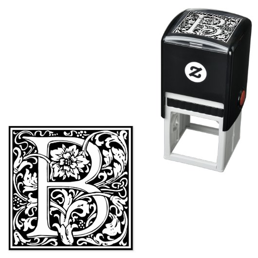 Elegantes Vintages Blumenschreiben B Monogramm Permastempel (Beispiel)