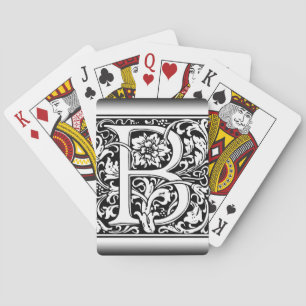Elegantes Vintages Blumenschreiben B Monogramm Spielkarten