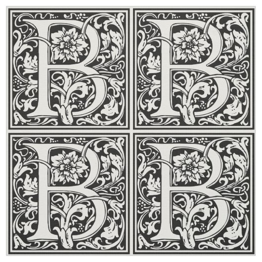 Elegantes Vintages Blumenschreiben B Monogramm Stoff (Muster)