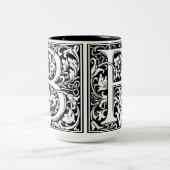 Elegantes Vintages Blumenschreiben B Monogramm Zweifarbige Tasse (Mittel)
