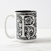 Elegantes Vintages Blumenschreiben B Monogramm Zweifarbige Tasse (Links)