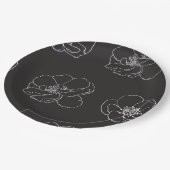 Elegantes Vintages Blumenschwarz Pappteller (Schrägansicht)