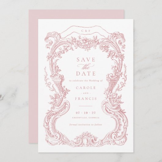 Elegantes Vintages Blumenspielzeug Save the Date Einladung (Vorne/Hinten)