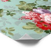 Elegantes Vintages Blumenwallpaper Poster (Ecke)