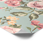 Elegantes Vintages Blumenwallpaper Poster (Ecke)